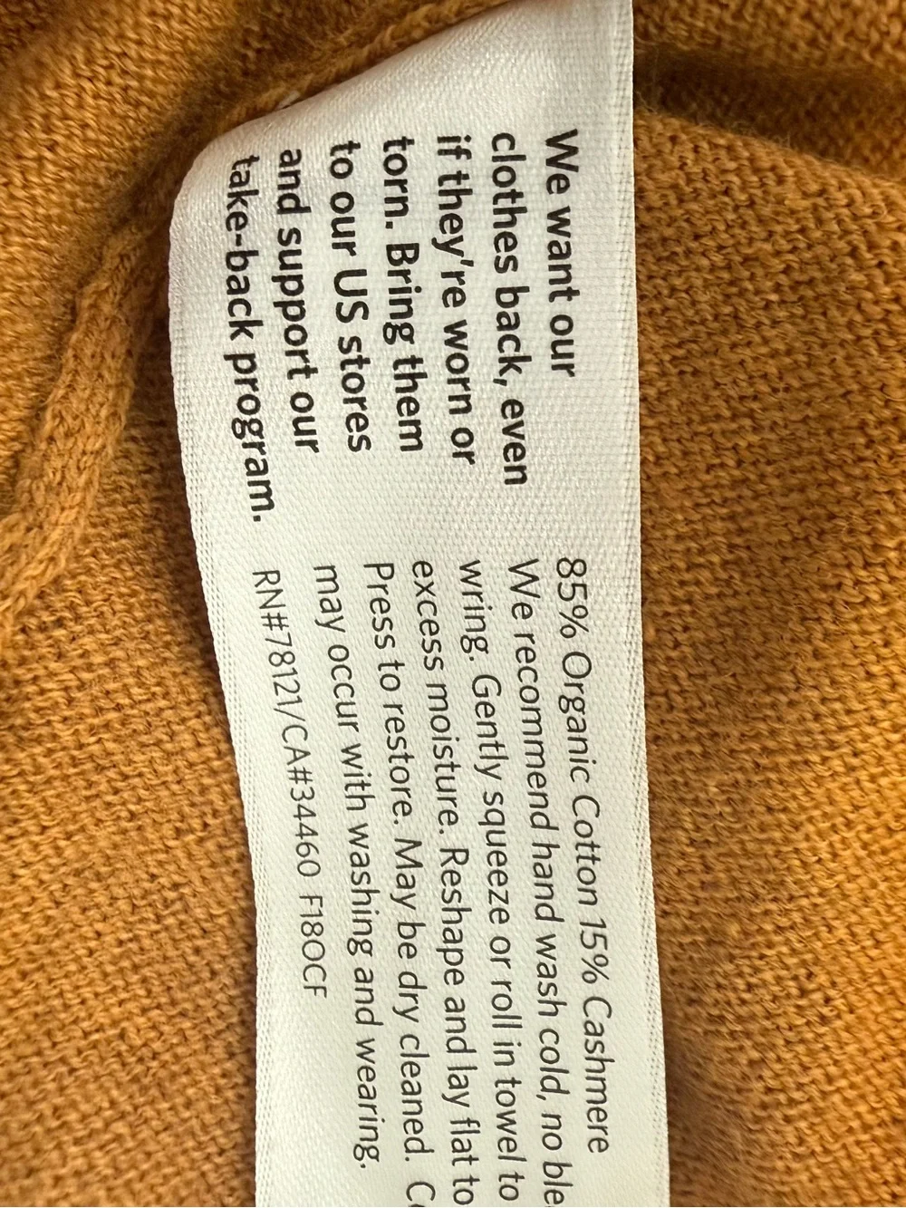 Eileen Fisher Petite S Cashmere Blend Cardigan 85% Organic Cotton Cinnamon Brown